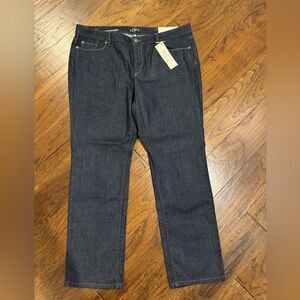 NWT Loft Jeans, Straight Leg, dark wash, flattering classic style
